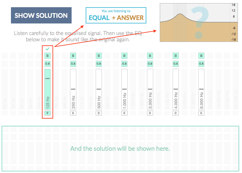 Equaliser showing both random equalisation and user answer