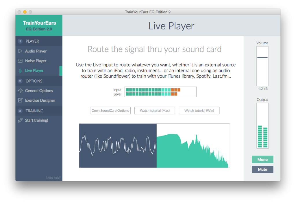 Live Player interface in TrainYourEars