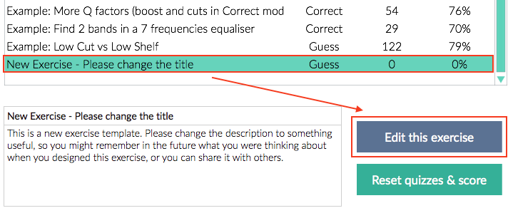 New exercise creation dialog in TrainYourEars