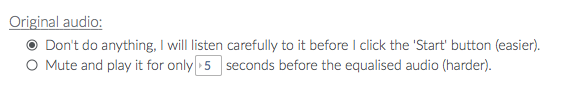 Original audio playback option in TrainYourEars exercise settings