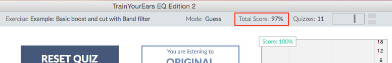 Total score progress panel in TrainYourEars