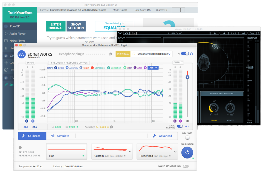 TrainYourEars with Sonarworks and Waves plugins setup